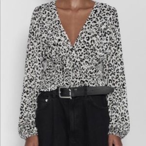 Zara Black and White Leopard Top